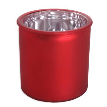 SKLENENÁ NÁDRŽKA OKRÚHLA METALICKÁ ČERVENÁ
