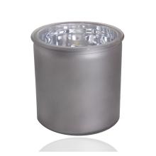 SKLENENÝ PODŠÁLOK OKRÚHLY SIVÝ METALICKÝ