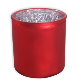 SKLENENÁ NÁDRŽKA OKRÚHLA METALICKÁ ČERVENÁ