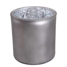 SKLENENÝ PODŠÁLOK OKRÚHLY SIVÝ METALICKÝ