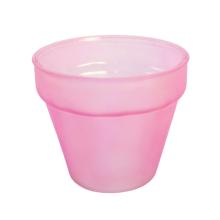 SKLENENÁ VÁZA V TVARE PÍSMENA "V", OKRÚHLA, PIESKOVANÁ, RUŽOVÁ