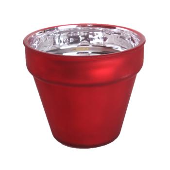 SKLENENÝ PODŠÁLOK OKRÚHLY METALICKÝ ČERVENÝ METALICKÝ