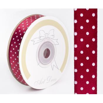 SATÉNOVÁ STUHA, BODKOVANÁ BORDOVÁ