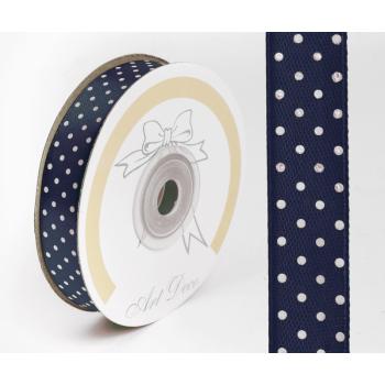 SATÉNOVÁ STUHA, BODKY TMAVOMODRÁ