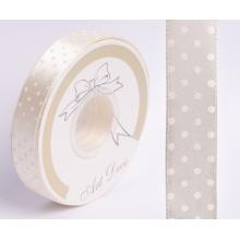 SATÉNOVÁ STUHA, BODKOVANÁ KRÉMOVÁ