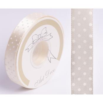 SATÉNOVÁ STUHA, BODKOVANÁ KRÉMOVÁ