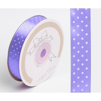 SATÉNOVÁ STUHA POLKA DOTS LEVANDUĽOVÁ