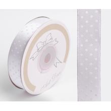 SATÉNOVÁ STUHA, BODKOVANÁ BIELA