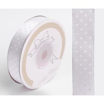 SATÉNOVÁ STUHA, BODKOVANÁ BIELA