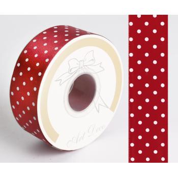 SATÉNOVÁ STUHA, BODKOVANÁ BORDOVÁ