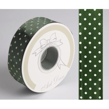 SATÉNOVÁ STUHA, BODKOVANÁ OLIVOVO ZELENÁ