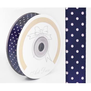 SATÉNOVÁ STUHA, BODKY TMAVOMODRÁ