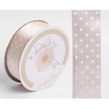 SATÉNOVÁ STUHA, BODKOVANÁ KRÉMOVÁ