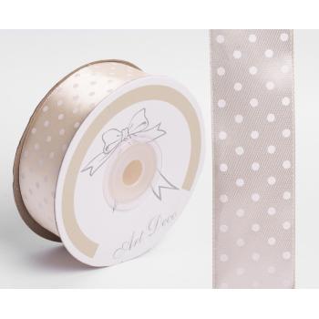 SATÉNOVÁ STUHA, BODKOVANÁ KRÉMOVÁ