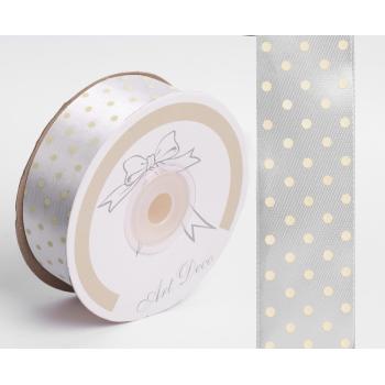 SATÉNOVÁ STUHA, BODKOVANÁ BIELA