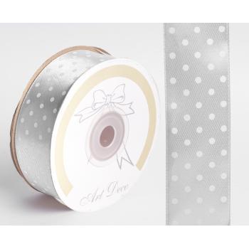 SATÉNOVÁ STUHA POLKA DOTS ŠEDÁ