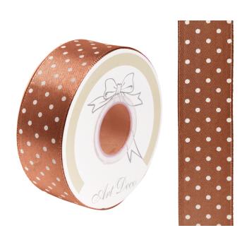 SATÉNOVÁ STUHA BODKOVANÁ MEĎ