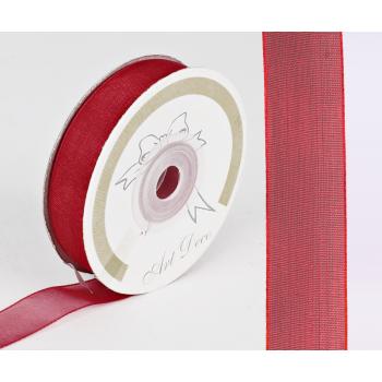 DEKORAČNÁ ORGANZOVÁ STUHA, ČERVENÁ