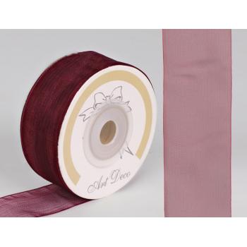 DEKORAČNÁ ORGANZOVÁ STUHA, BORDOVÁ