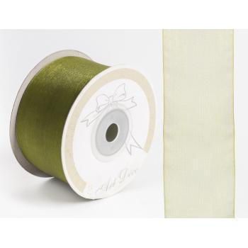 DEKORAČNÁ ORGANZOVÁ STUHA, MACHOVO ZELENÁ