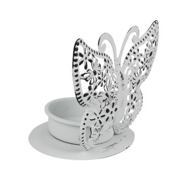 KOVOVÝ SVIETNIK MOTÝĽ BIELY