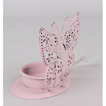 KOVOVÝ SVIETNIK MOTÝĽ RUŽOVÝ