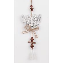 KOVOVÝ ZÁVESNÝ DEKOR MOTÝĽ BIELY