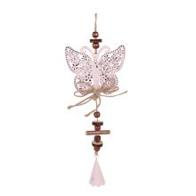 KOVOVÝ ZÁVESNÝ DEKOR MOTÝĽ RUŽOVÝ