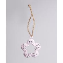 KOVOVÁ ZÁVESNÁ DEKORÁCIA S DIEROVANÝM KVETOM 6 KUSOV RUŽOVÁ