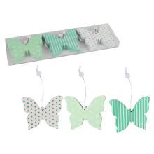 DREVENÝ ZÁVESNÝ MOTÝĽ 6 KUSOV BIELA/TYRKYSOVÁ