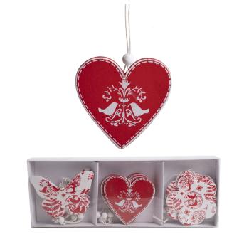 DEKOR DREVENÉ OZDOBY 12 KUSOV ZMIEŠANÉ ZÁVESNÉ