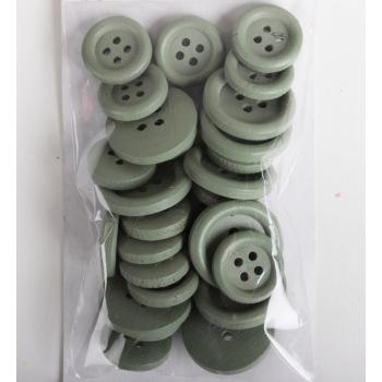 SADA DREVENÝCH DEKORAČNÝCH GOMBÍKOV, 30 KUSOV, ZELENÁ