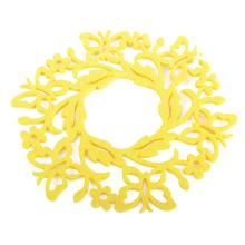 PLSTENÁ PODLOŽKA, OKRÚHLA, MOTÝĽ, ŽLTÁ