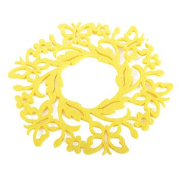 PLSTENÁ PODLOŽKA, OKRÚHLA, MOTÝĽ, ŽLTÁ