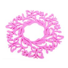 PODLOŽKA Z PLSTI, OKRÚHLA, MOTÝĽ, RUŽOVÁ