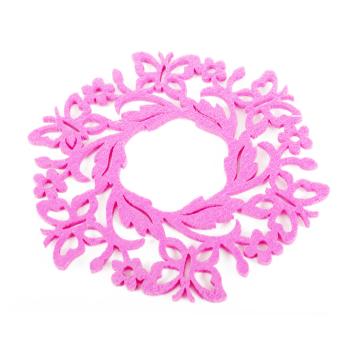 PODLOŽKA Z PLSTI, OKRÚHLA, MOTÝĽ, RUŽOVÁ