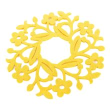 PLSTENÝ PODTÁCEK, OKRÚHLY, KVETINOVÝ, ŽLTÝ