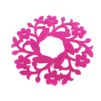 PLSTENÝ PODTÁCEK, OKRÚHLY, KVETINOVÝ, CYKLÁMEN