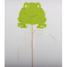 DEKOR PLSTENÁ ŽABA NA PALIČKE, SVETLOZELENÁ