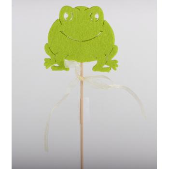 DEKOR PLSTENÁ ŽABA NA PALIČKE, SVETLOZELENÁ