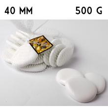 DEKOR SKLENENÝ KAMIENOK, PLOCHÝ, BIELY