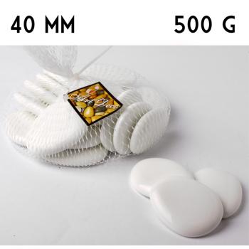 DEKOR SKLENENÝ KAMIENOK, PLOCHÝ, BIELY