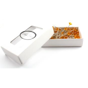 SADA 72 OZDOBNÝCH ŠPENDLÍKOV S DIAMANTOVOU HLAVIČKOU, ORANŽOVÁ