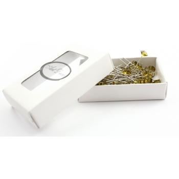 SADA 72 OZDOBNÝCH ŠPENDLÍKOV S DIAMANTOVOU HLAVIČKOU, ŽLTÉ