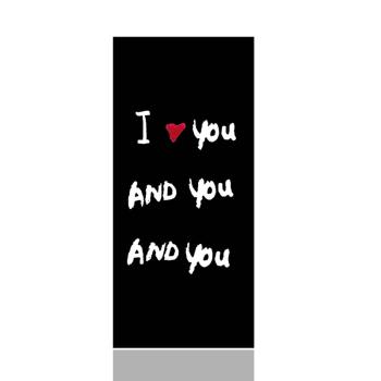 SKLENENÝ OBRAZ NA STÔL I LOVE.. BIELY NÁPIS