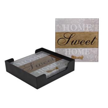 SKLENENÉ PODLOŽKY 4 KUSY HOME SWEET HOME