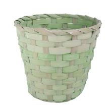 BAMBUSOVÝ PRÚTENÝ KÔŠ, OKRÚHLY, LEMOVANÝ, ZELENÝ