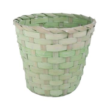 BAMBUSOVÝ PRÚTENÝ KÔŠ, OKRÚHLY, LEMOVANÝ, ZELENÝ