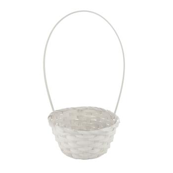 BAMBUSOVÁ MISKA Z PRÚTIA, OKRÚHLA, S VEĽKOU VÝLEVKOU, LEMOVANÁ, BIELA