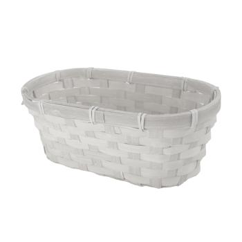 BAMBUSOVÝ PRÚTENÝ KÔŠ, OVÁLNY, S PODŠÍVKOU, BIELY